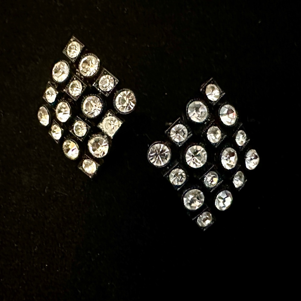 Black and Silver Rhinestone Earrings